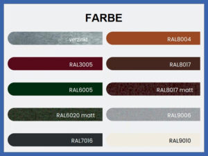 Verfügbare Farben für Fahrradbox