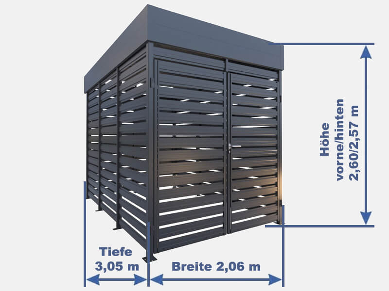 Mülltonneunhaus Mülltonnennbox aus Metall Maße